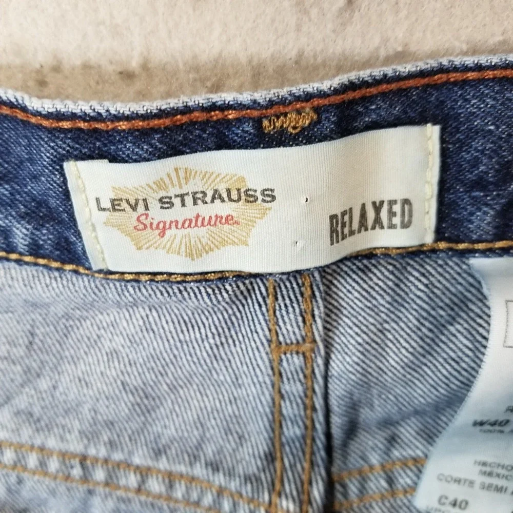 Levi's Signature Series jeans men's 40 x 32 relaxed straight blue denim pants‎